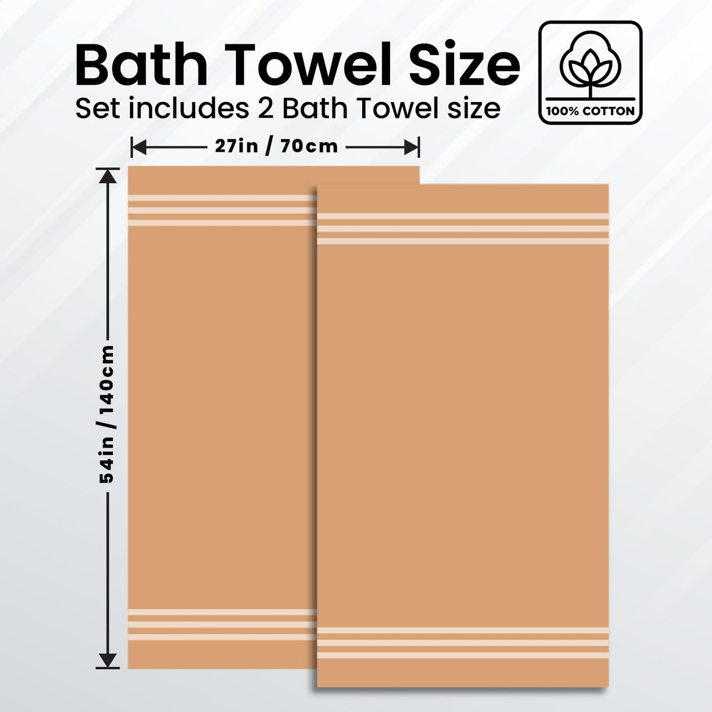 Infinitee Xclusives 100% Cotton Luxury Bath Towels Set of 2 (27x54 Inches) (Cosmic Sand, Bath Towels - Pack 2)