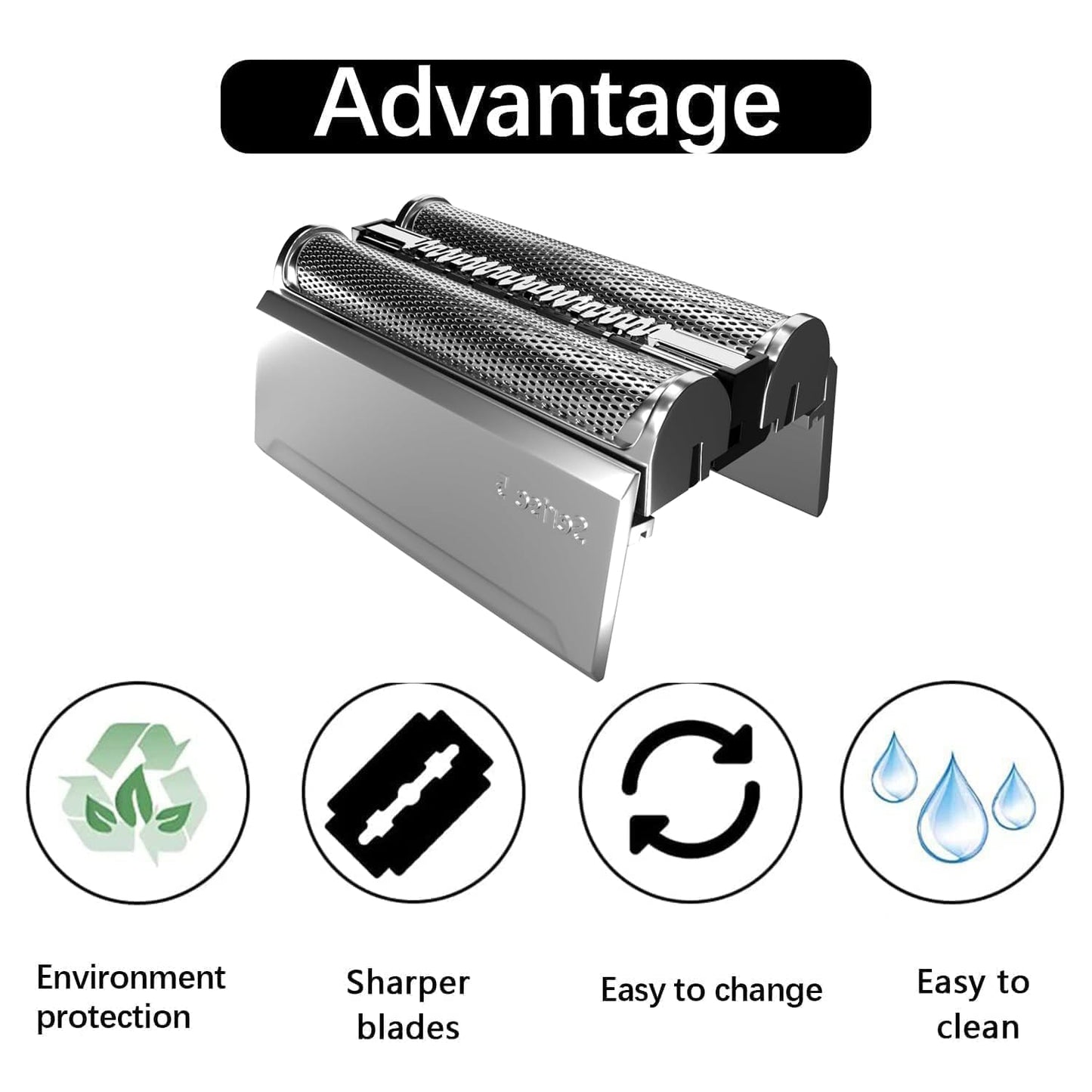 52S Replacement Head Compatible With Braun Series 5, 52S Wet and Dry Replacement Foil and Cutter for Braun Electric Shaver S5 5020s 5030s 5040s 5050cc 5070cc 5090cc