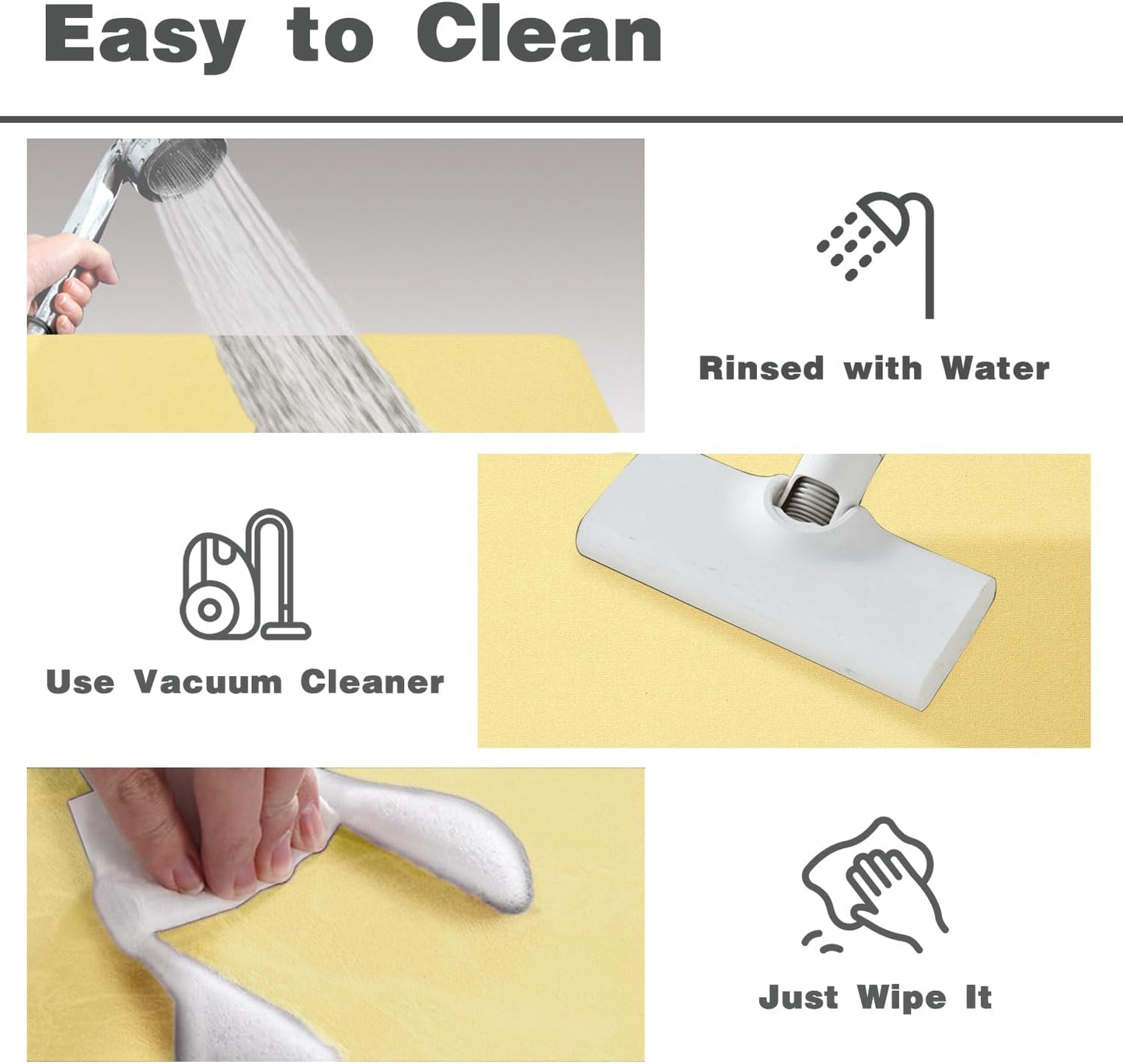 Bath Mat, Bathroom Rugs Non Slip Washable Thin Absorbent Quick Dry Bath Mat Fits Under Door Bathroom Floor Mat Perfect for Bath, Shower, or Sink 20"x48" Light Yellow