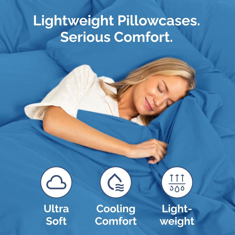 King Pillow Cases Set of 4 - Ultra Soft Hotel Quality Pillowcase Covers - Comfy, Cozy & Wrinkle Free - Shrinkage, Stain & Fade Resistant - Machine Washable Pillow Protectors - 4 Piece Set - Royal Blue