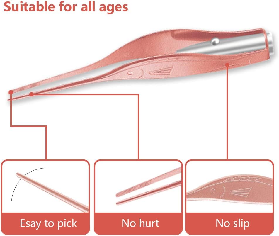 POZILAN Ear Picker Tweezers with LED Light - 8 Pack Ear Wax Removal Tool Cleaner Kit for Kids and Adults, Earwax Spoon Digger & Tweezers for Ear Cleaning Tool Gift Set