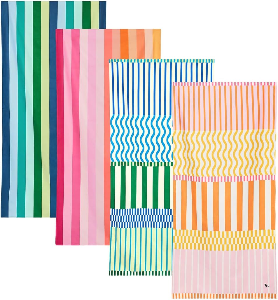 Dock & Bay Beach Towel - Quick Dry, Sand Free - Compact, Lightweight - 100% Recycled - Includes Bag - Sunset Boulevard - Set of 4 - Large (160x90cm, 63x35)