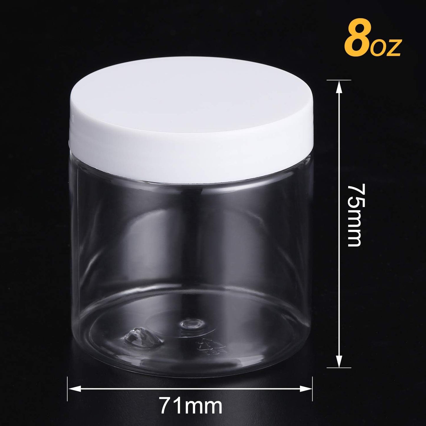 Chuangchou Empty Clear Plastic Storage Favor Jars Wide-mouth Plastic Containers with White Lids (12 Pack) for Beauty Products, DIY Making or Others (8 oz)