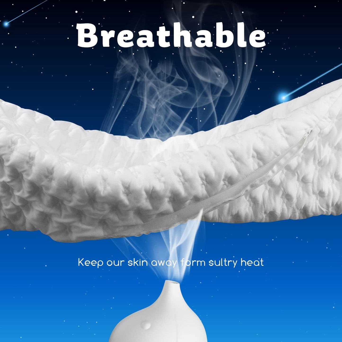 Cooling Side Sleeper Pillow for Neck and Shoulder Pain, Luxury Shredded Memory Foam Curved Bed Pillows for Sleeping Set of 2- Adjustable Queen Size- Washable Cover Crescent White