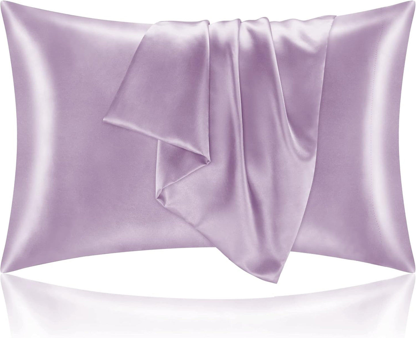 BEDELITE Satin Pillowcase for Hair and Skin, Super Soft and Cooling Similar to Silk Pillow Cases 2 Pack with Envelope Closure, Gift for Women Men(20"x36" King Size, Lavender)
