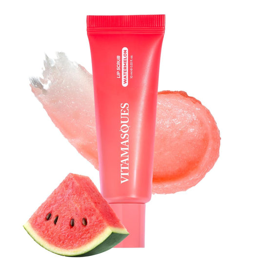 Vitamasques Lip Sugar Scrub - Watermelon, Lip Exfoliator Scrub, Sugar Scrubs, Overnight Hydration & Softening, Soothing Dryness, moisturizing lip scrub is enriched with Shea Butter - Made in Korea