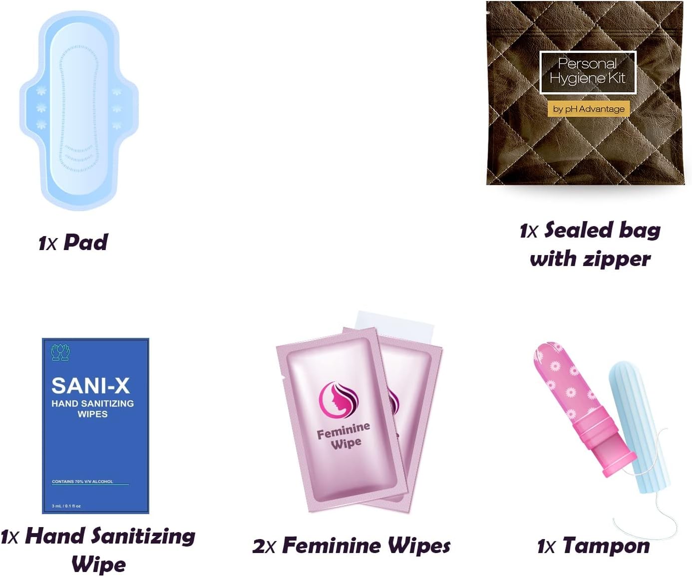 Menstrual Kit All-in-One 10 Pack | Convenience on The Go | Period Kit Pack for Travelling, Tweens & Teenagers or just When You’re Out | Individually Wrapped Feminine Hygiene Product (Brown Leather)