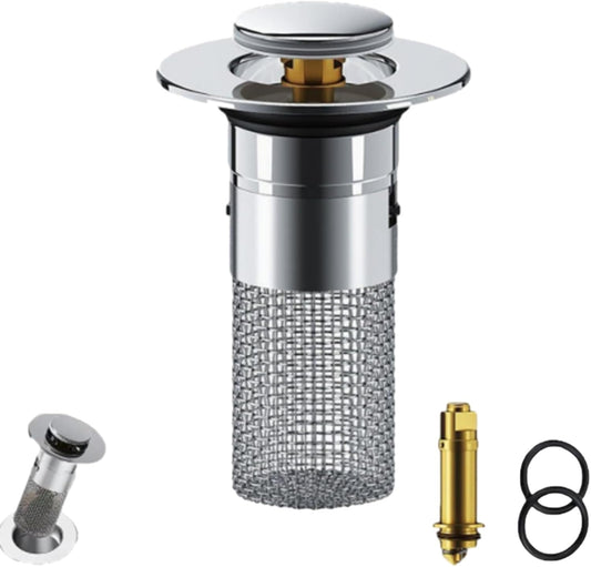 Conceptan Drain Stopper, Bathroom Sink Stopper Hair Catcher, Sink Plug Hair Trap, Bathtub Drain Stopper, Universal Pop up Stainless Steel Floor Drains Filter, Fits Bathroom, Laundry Sink Drains (1pcs)