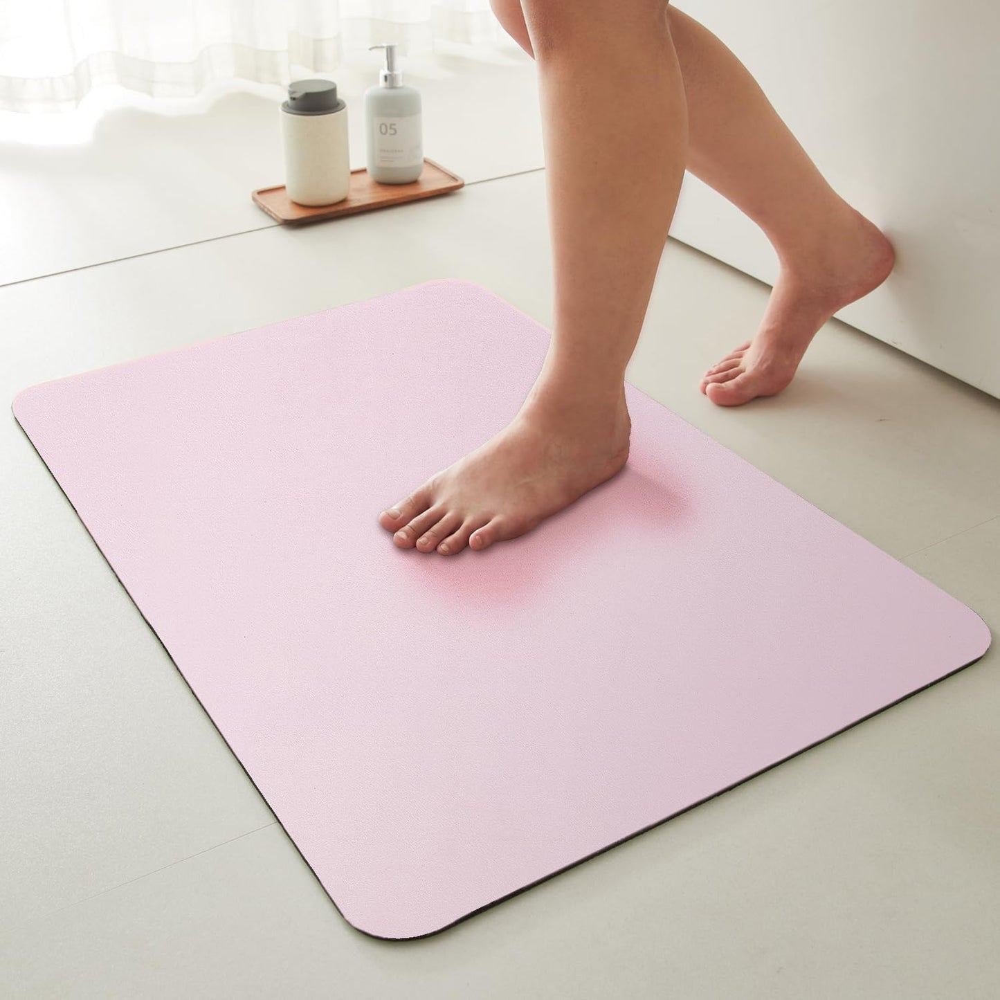 Pink Bath Mat, Bathroom Rugs Non Slip Washable Thin Absorbent Quick Dry Bath Mat Fits Under Door Bathroom Floor Mat Perfect for Bath, Shower, or Sink 36"x48" Pink