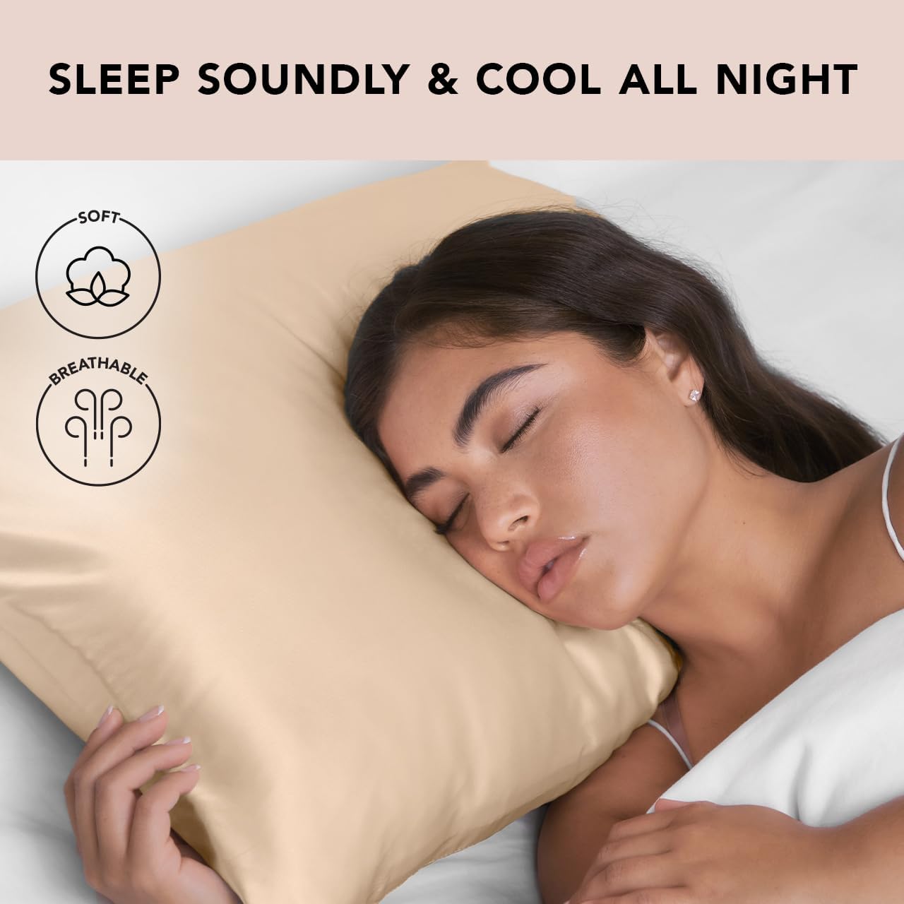 Kitsch Satin Pillowcase with Zipper for Hair & Skin, Softer Than Silk Pillow Cases Queen, Wrinkle-Free, Smooth and Cooling Satin Pillow Covers, Standard Size 19"x26" - Champagne