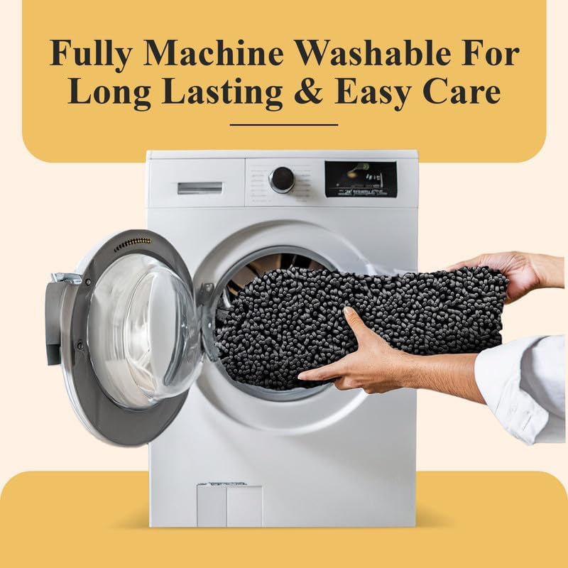 MAYSHINE Plush Shaggy Chenille Bath Mat | Extra Soft, Super Absorbent, Non-Slip Bathroom Rug | Fluffy Microfiber, Area Rug Sets for Bathroom Floor, Kitchen, Living Room | 59"x31" | Beige