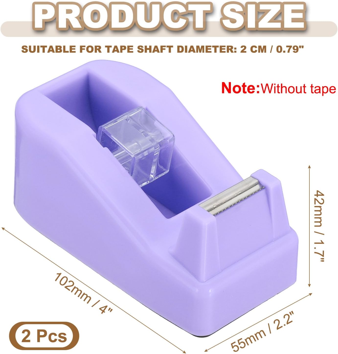 PATIKIL 2pcs Tape Dispenser Desk, Small Tape Dispenser Cute Desktop Dispenser Holder for Tape Office Desktop, Purple