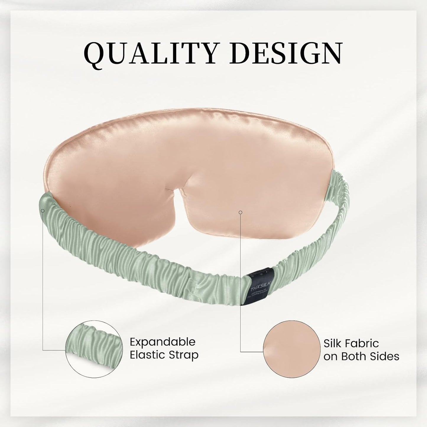 THXSILK 100% Mulberry Silk Sleep Mask, 6A Grade 25 Momme Eye Mask for Sleeping, Color-Blocking Blindfold, Soft Silk Eye Cover for Women, Men, Travel, Nap, Airplane(4×9inches, Mint Green)