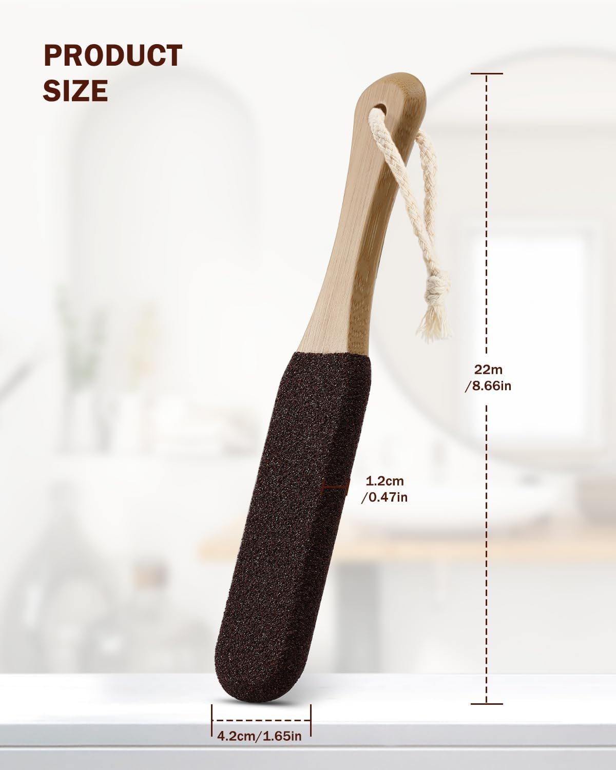 BEZOX Foot Pumice Stone Pedicure File(1 PCS) - Ergonomic Wooden Handle Foot File Callus Remover for Smoother Feet and Hands - Foot Scrubber, Heel Sander and Dead Skin Scraper - Brown