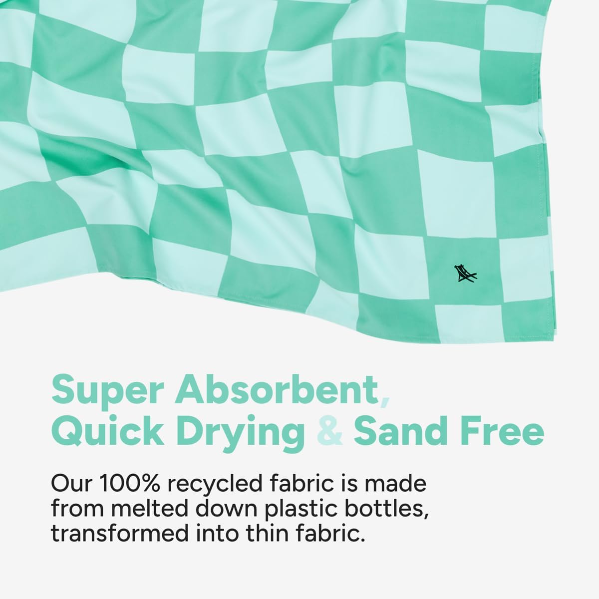 Dock & Bay Beach Towel - Quick Dry, Sand Free - Compact, Lightweight - 100% Recycled - Includes Bag - Check Mate - Large (160x90cm, 63x35)