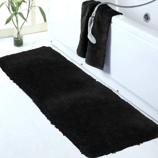 Walensee Large Bathroom Rug (24 x 72, Black) Extra Soft and Absorbent Shaggy Bath Mat Machine Washable Microfiber Non Slip Luxury Floor Mat