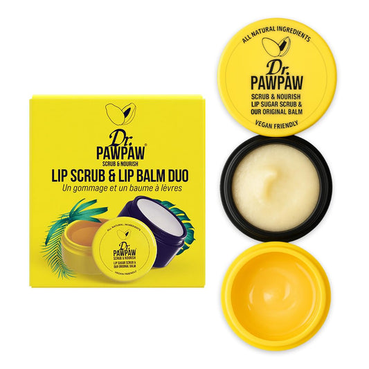 Dr. PawPaw Lip Scrub and Lip Balm Duo - Hydrating Lip Balm with Pawpaw, Aloe, Olive and Castor Oils - Vegan Lip Scrub For Sensitive Skin - 0.55 oz