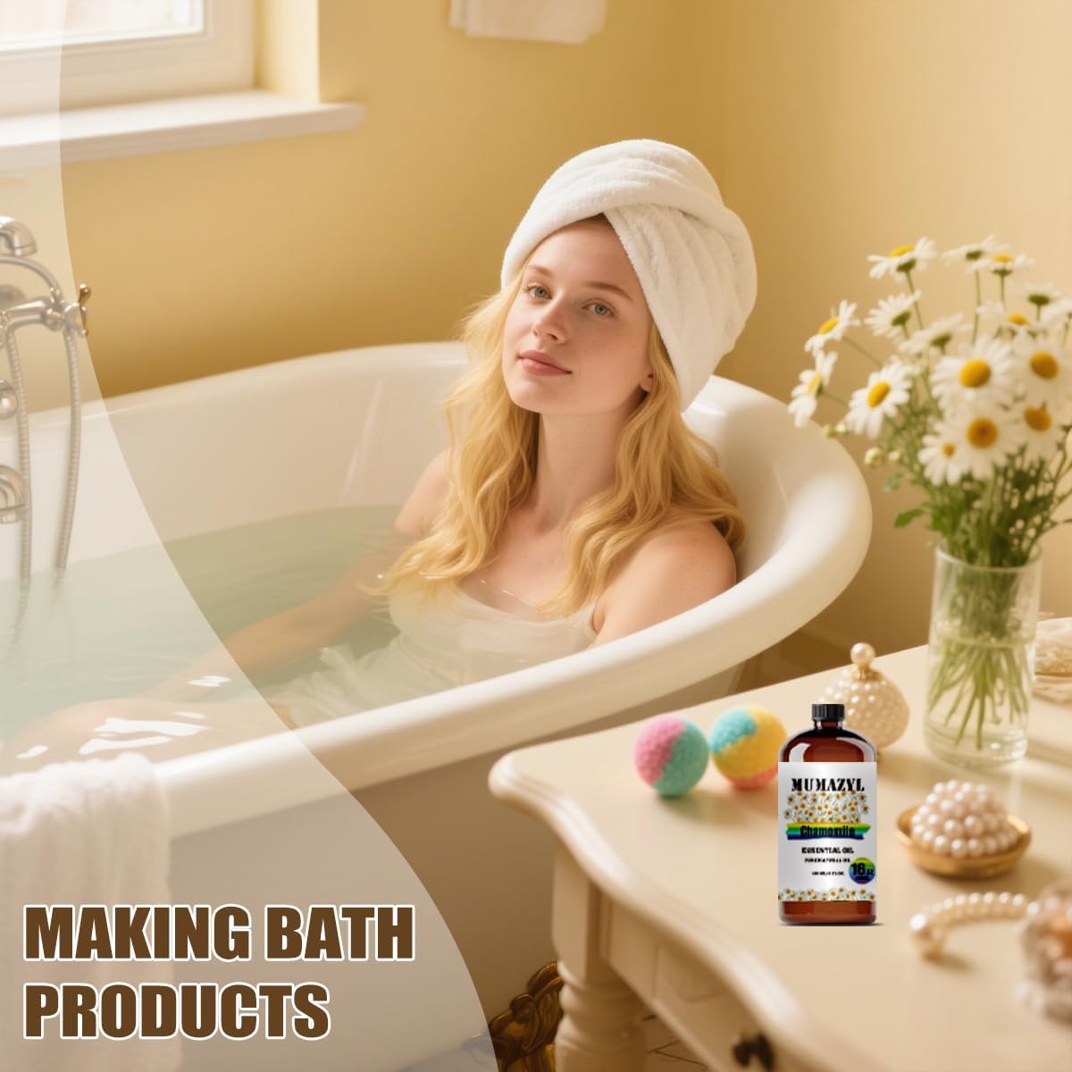 Chamomile Essential Oil, Chamomile Oil 16 Fl Oz 480ML for Diffuser Humidifier Yoga Cleaning DIY Candle Soap Making Essential Oils