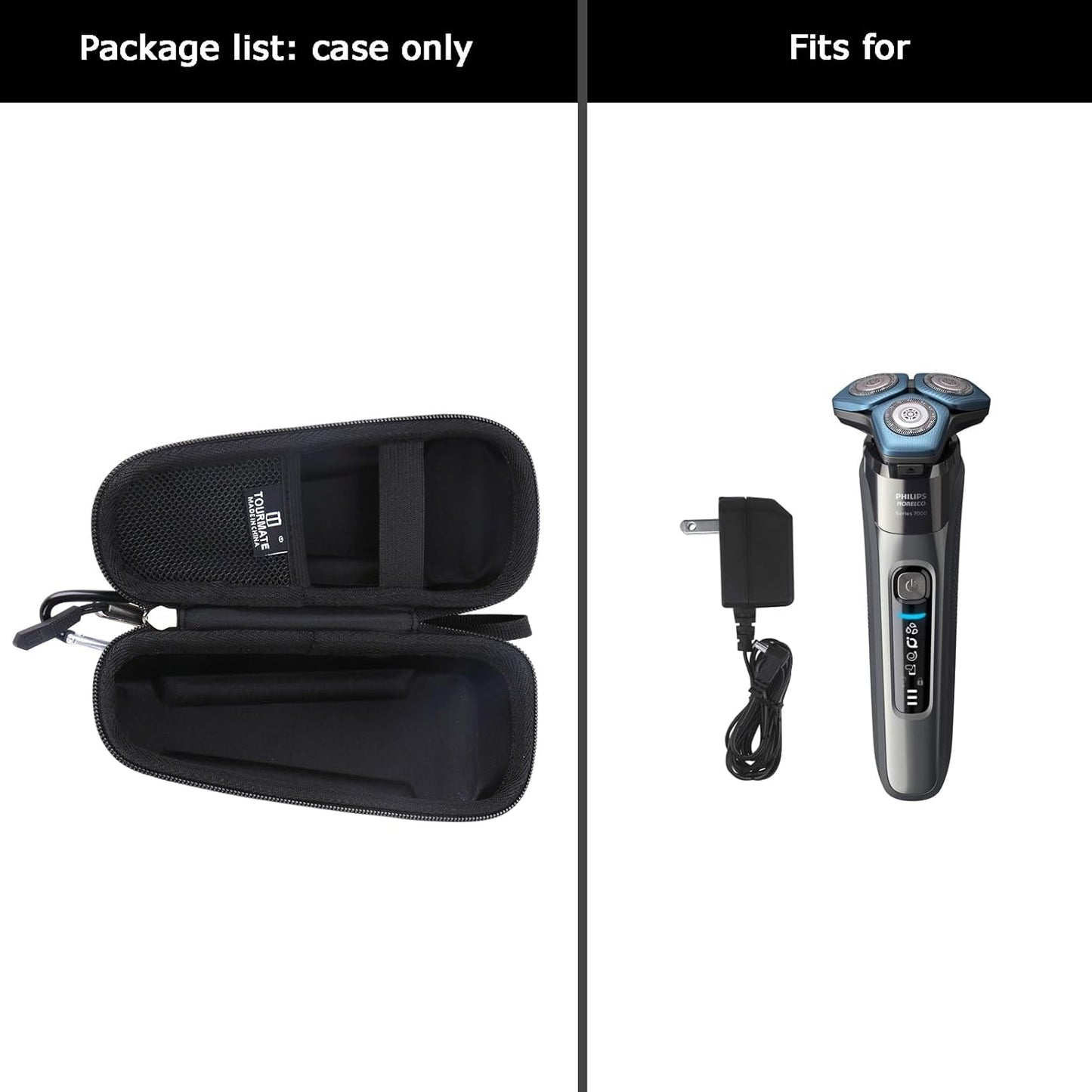 Hard Storage Case for Krovena Electric Shaver/Philips Norelco Norelco Shaver Series 2100 2300 3500 6800 3100 5500 5100 5100 5300 5700 6880 7000 7100 7200 Rotary Shaver (Case Only) (PU, Blue+Black)