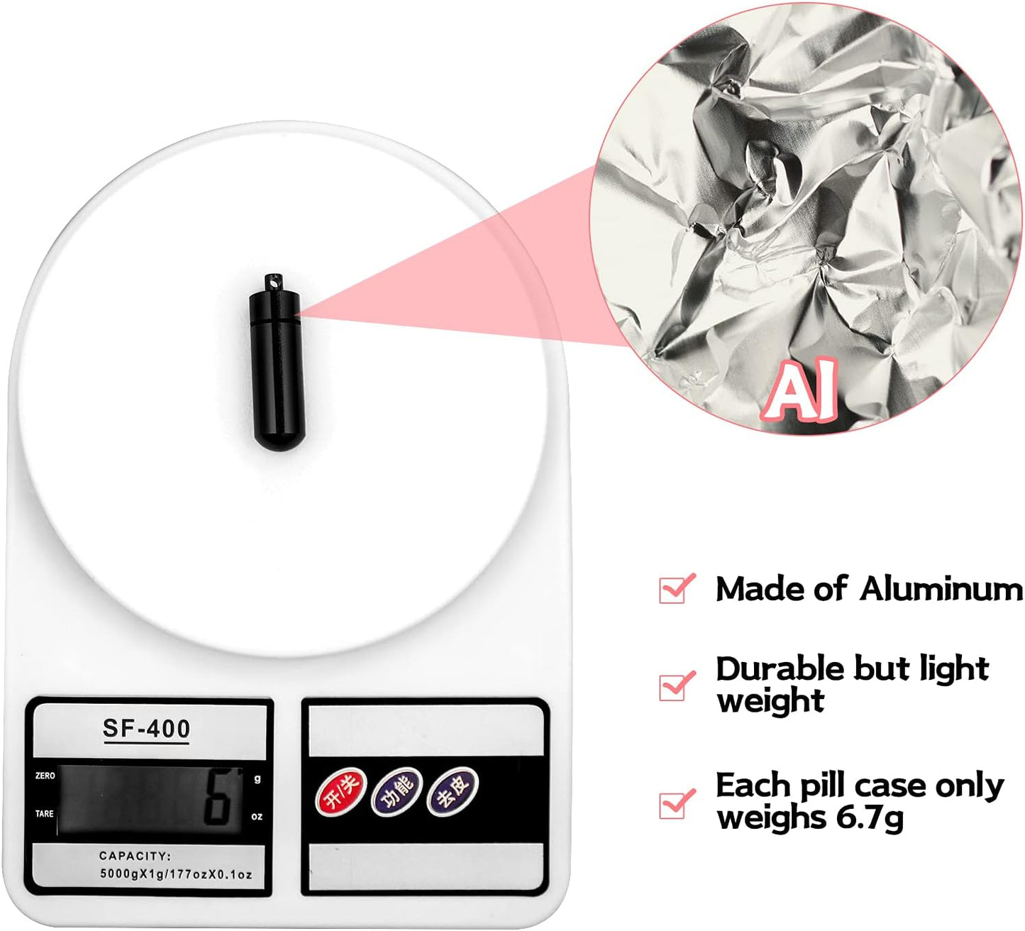 Patelai 12 Pcs Portable Keychain Pill Holder Mini Pocket Pill Case for Men Women Aluminum Geocache Containers Waterproof Metal Medicine Bottle Organizer for Outdoor Camping Travel(Black and Silver)