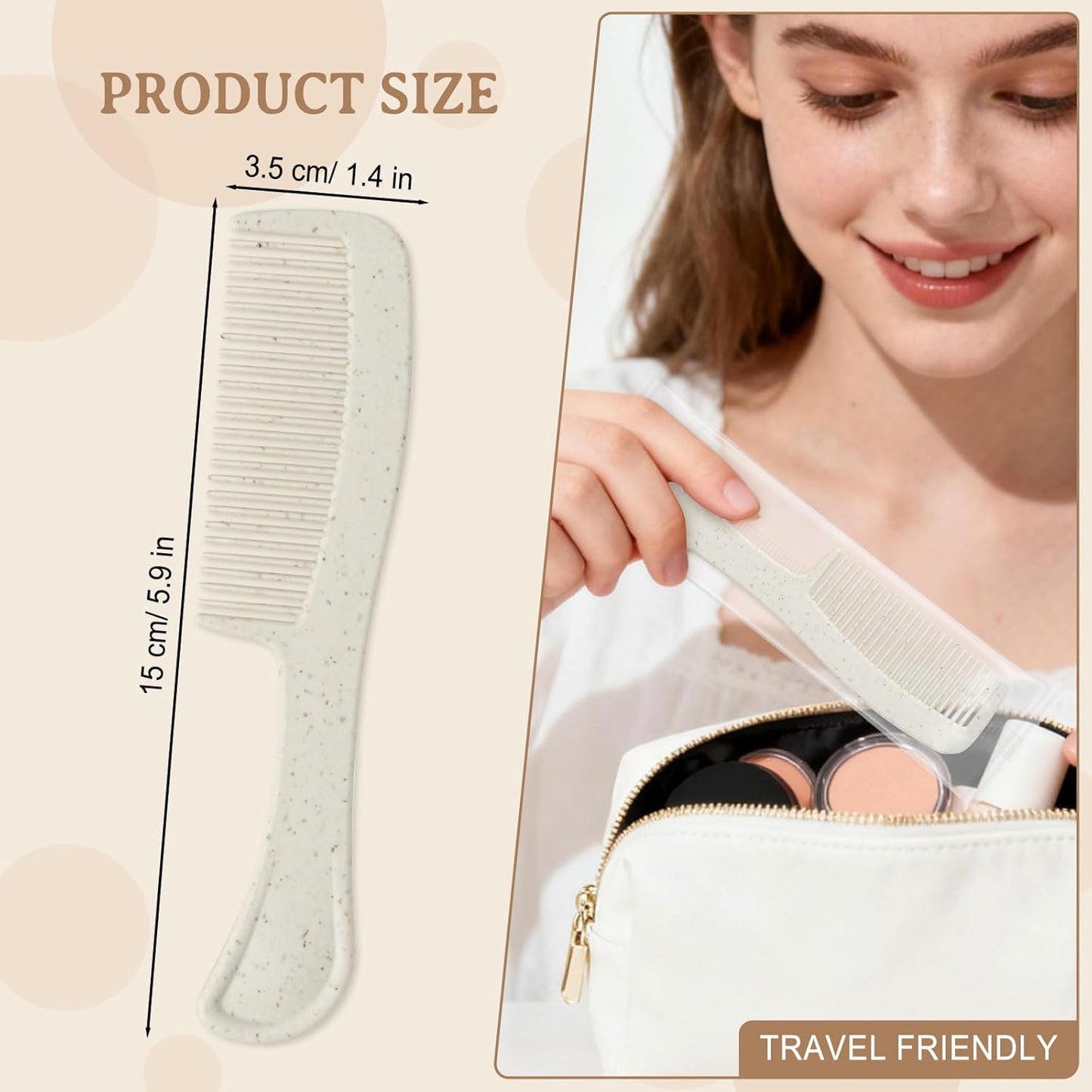 Combs in Bulk Individually Wrapped, 200 Pack Disposable Hair Combs for Hotel, Salon, Home Care and Travel (Wheat)