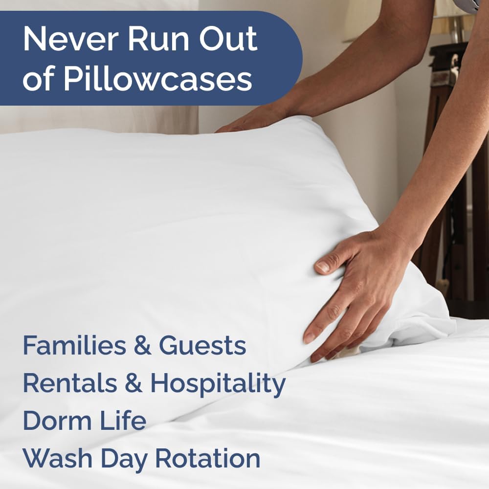 Queen Pillow Cases Set of 8 - Ultra Soft Hotel Quality Pillowcase Covers - Comfy & Wrinkle Free - Shrink, Stain & Fade Resistant - Easy-Care, Machine Washable Pillow Protectors - 8 Piece Set - White