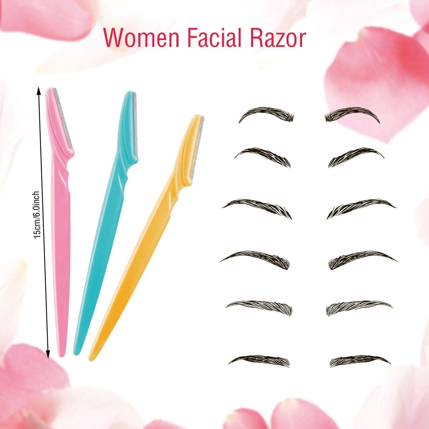 Boao 96 Pieces Eyebrow Razor Eyebrow Trimmer Shavers Dermaplaning Tool Face Razors for Women with Precision Cover