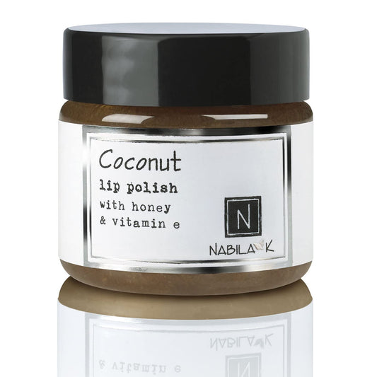 Coconut Lip Polish, 1 oz by Nabila K - Hydrating Lip Exfoliator & Moisturizer with Honey and Vitamin E for Dry and Chapped Lips - Cruelty-Free, Real Sugar, Made in USA