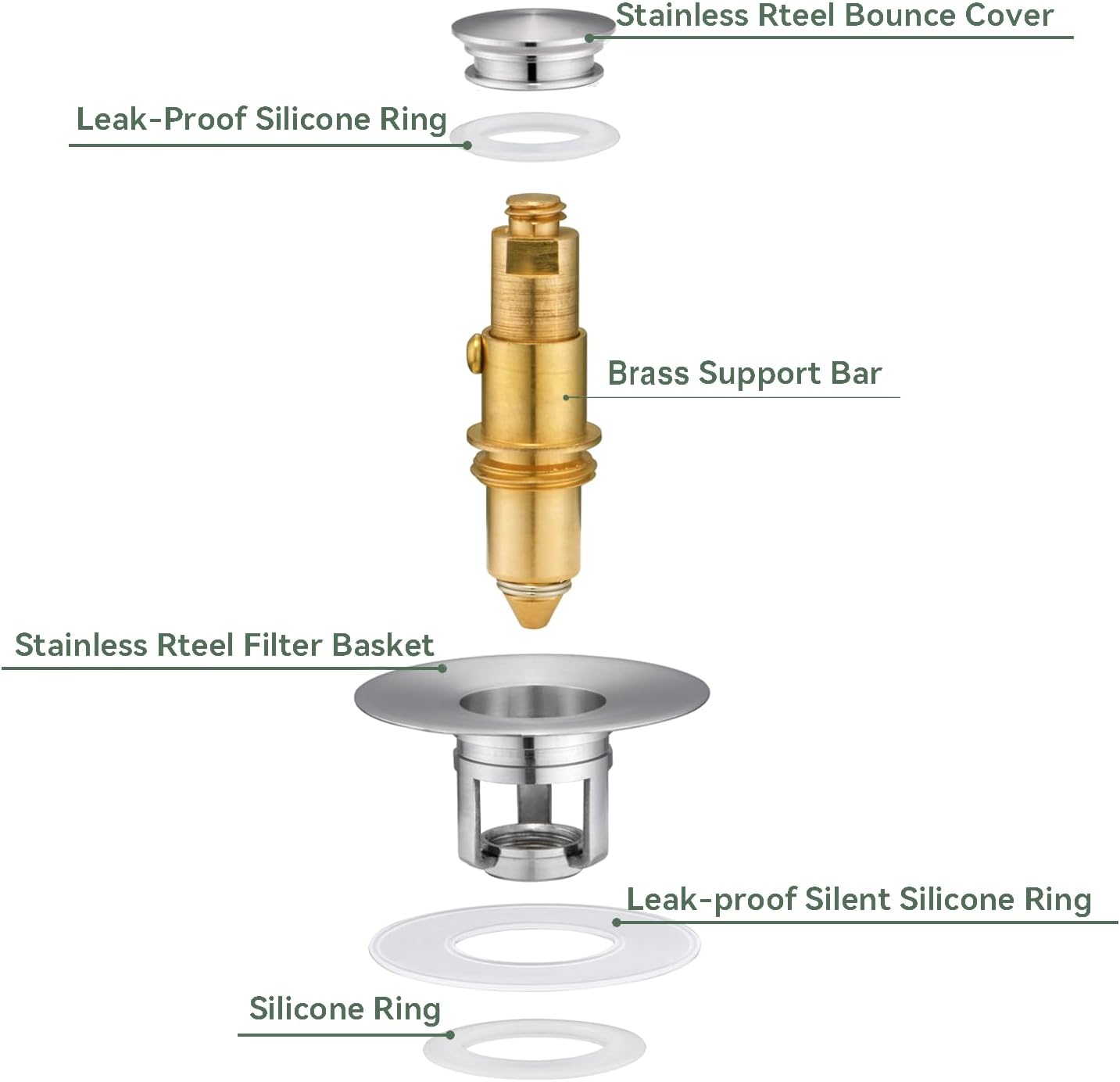 Universal Bathroom Sink Stopper - 2 Pack Brushed Nickel Pop Up Drain Stopper for 1.06"-1.65" Basin Drain Holes,Anti Clogging Bathroom Sink Drain Strainers with Hair CatcherBrushed Nickel