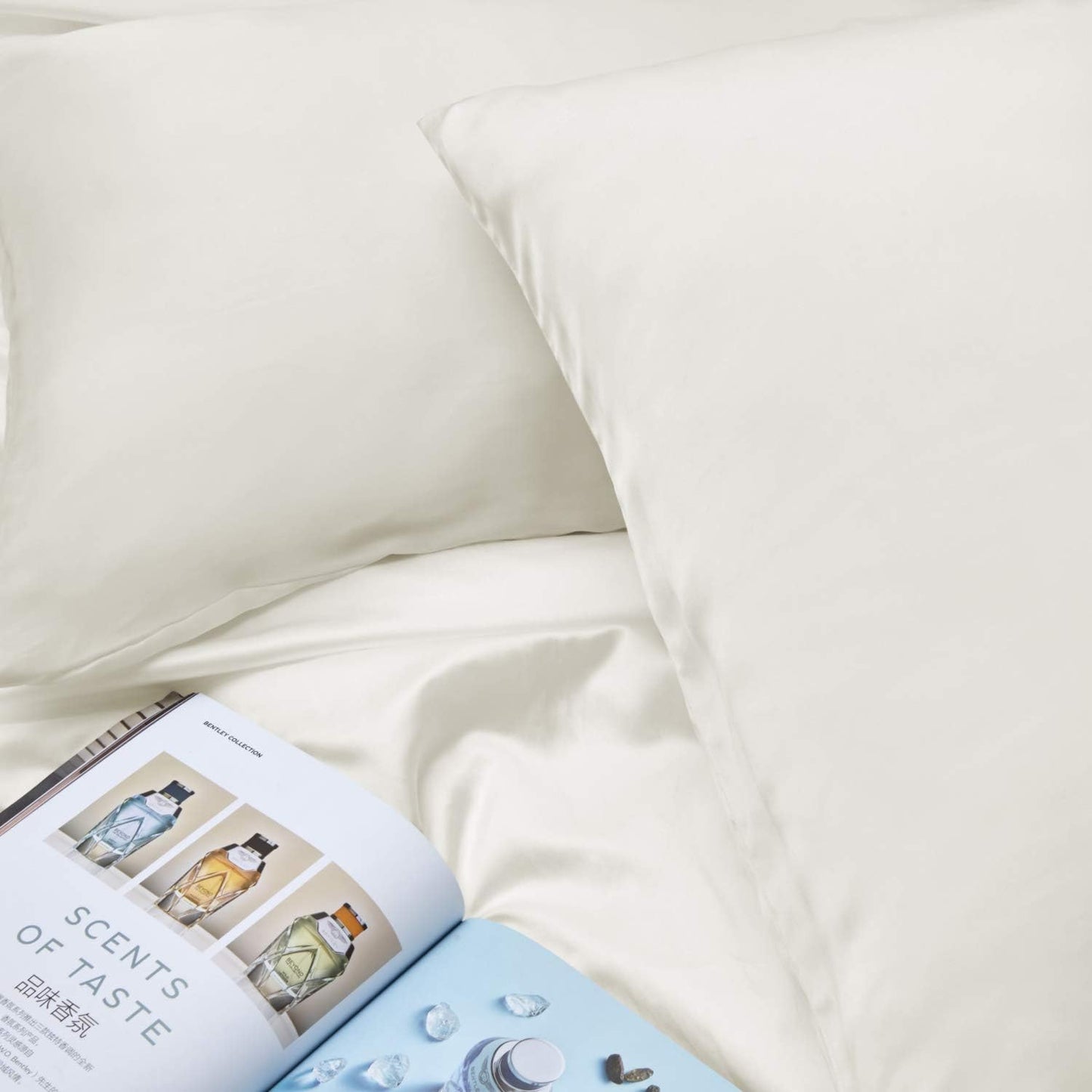 INSSL Silk Pillowcase for Women, Mulberry Silk Pillowcase for Hair and Skin and Stay Comfortable and Breathable During Sleep (Queen, Ivory)