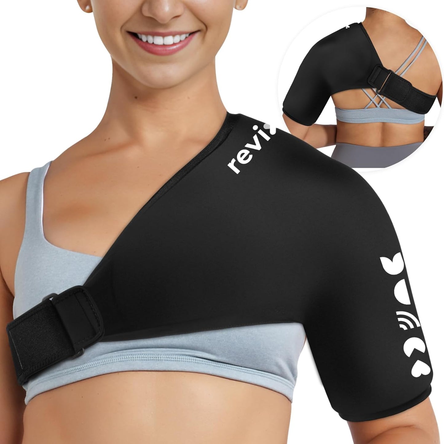 REVIX Shoulder Ice Pack Wrap for Rotator Cuff and Arm, Reusable Gel Cold Wrap with Compression for Targeted Area, Soothing Discomfort & Fatigue, Easy to Put On & Take Off, Flexible Fit for Men & Women