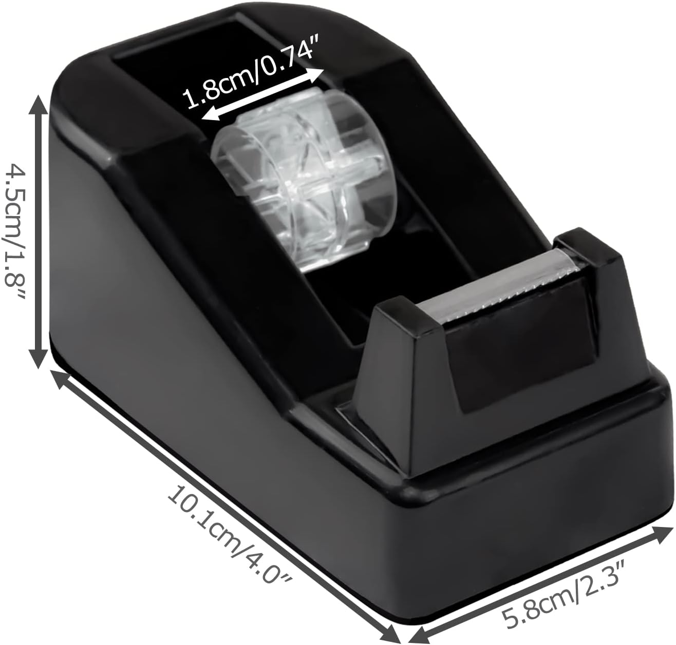 2Pcs Desktop Tape Dispenser Adhesive Roll Holder with Weighted Nonskid Base, Black (Tape not Included)