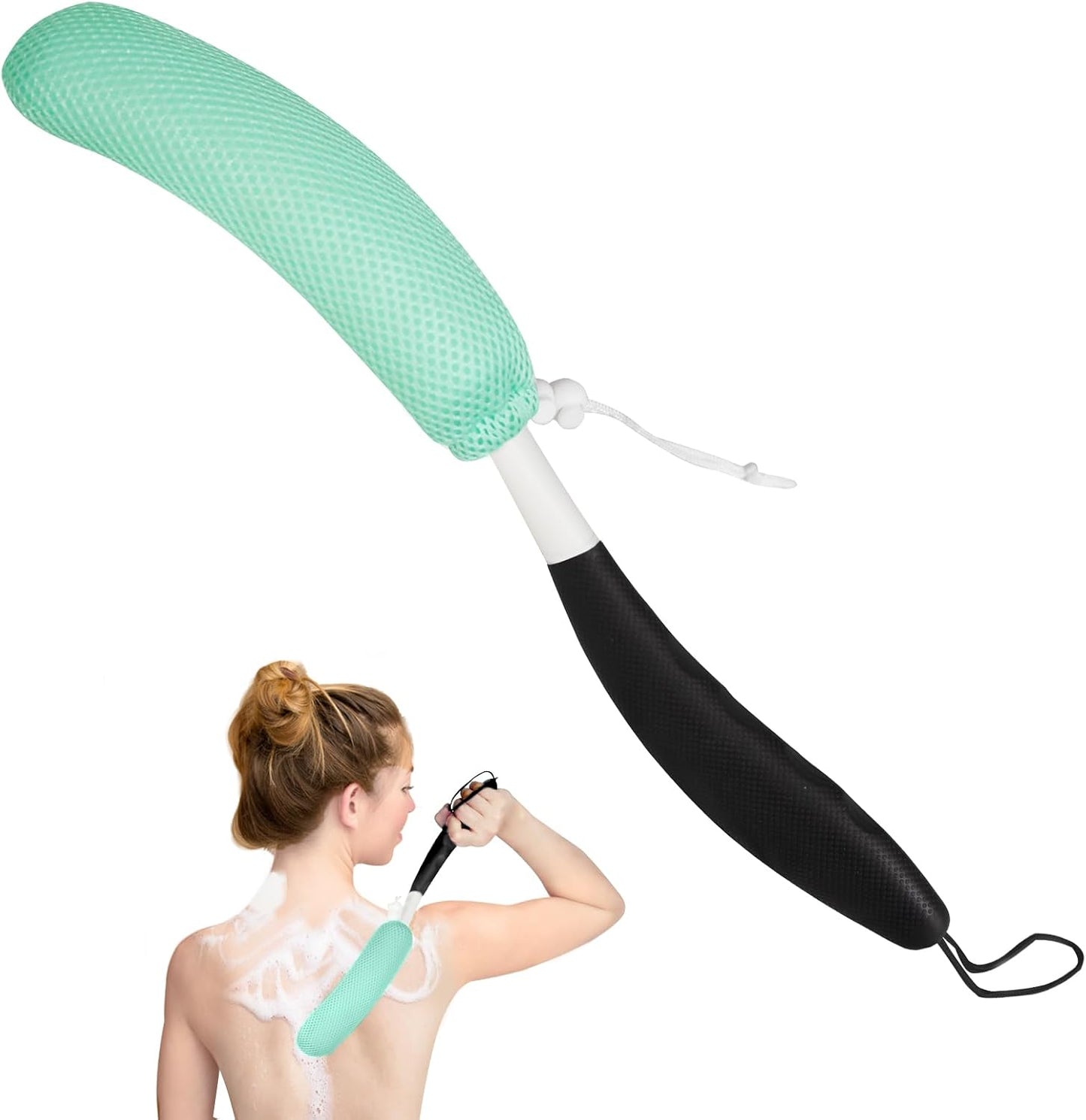 Long Handled Shower Brush, Non-Slip Long Handle Bath Brush, Back Body Brush Gentle Exfoliating and Lather Well Deep Cleansing Long-Lasting for Body
