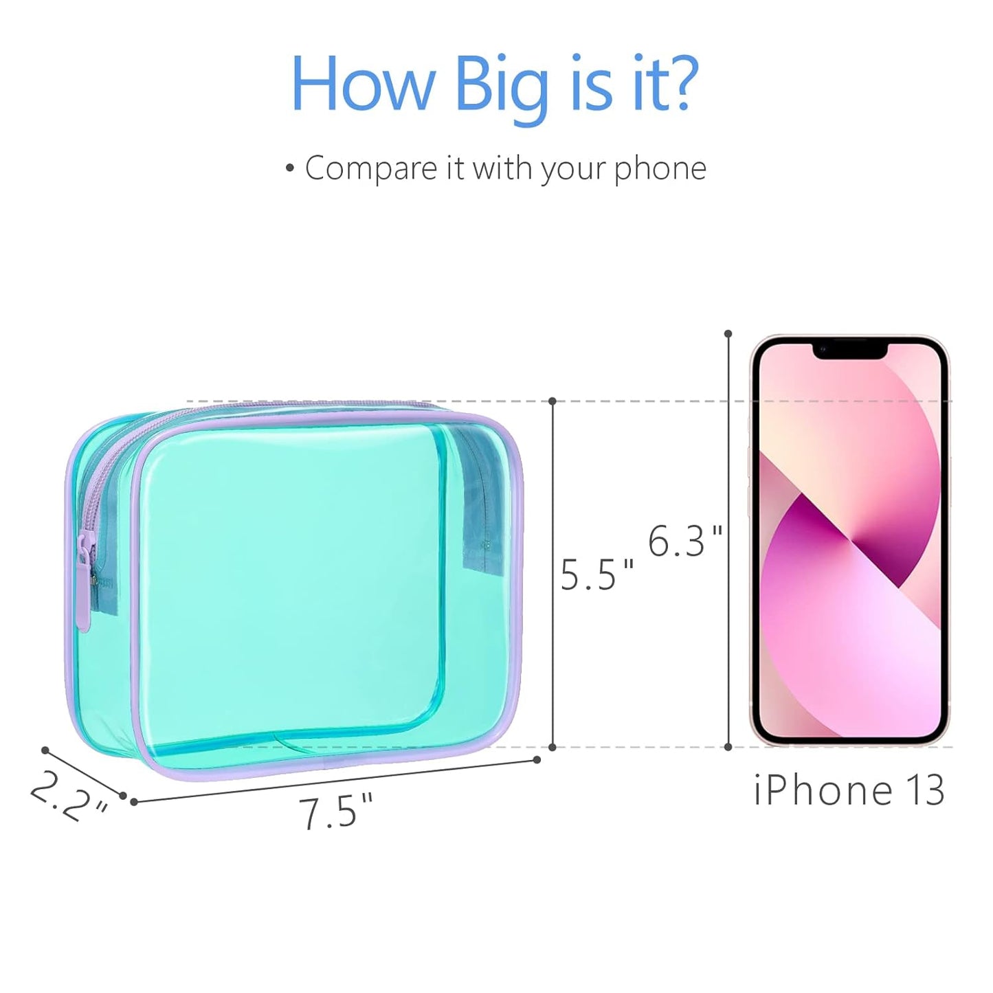 PACKISM Clear Makeup Bag, 3 Pack Tsa Approved Toiletry Bag with Zipper, Water-resistant Clear Cosmetic Bags Fit Travel Essentials, Carry-on Airport Airline Compliant Toiletries Bag, Mint Green