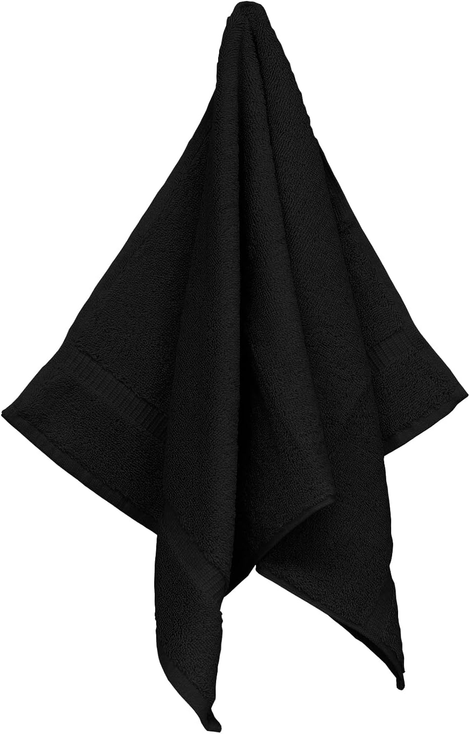 Monogrammed Hand Towel, Personalized Initial Gift, Extra Absorbent 100% Turkish Cotton - Soft Terry Finish - Set of 2 - White Block Initial G - Embroidered on Black Towels