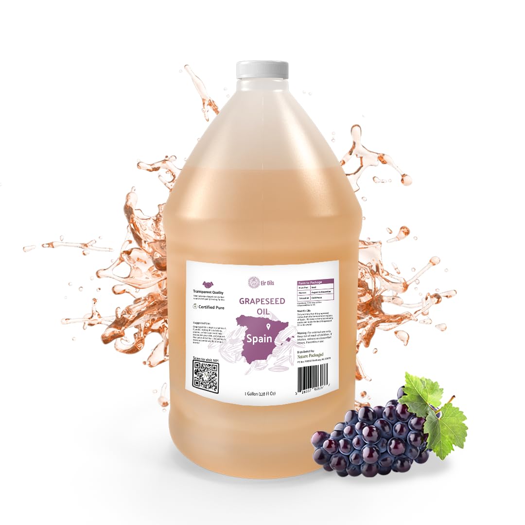Grapeseed Oil - Pure Grapeseed oil for Skin - 100% Pure Carrier Oil for Hair, Face, and Skin - Direct from EIR Oils in the Beautiful Spanish Countryside (1 Gallon)