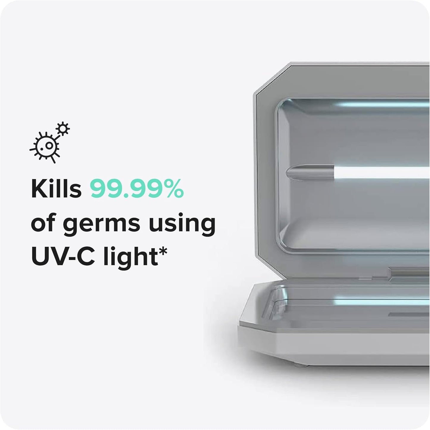 PhoneSoap Basic Cell Phone UV Light Sanitizer Box | Patented and Clinically Proven 360 Degree UV Light Sanitizer | (White)