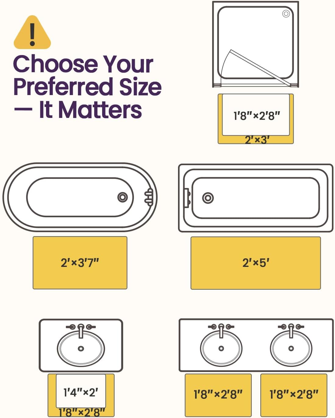 DEXI Bathroom Rug 36x24, Non Slip Washable Bath Mat for Shower Floor, Absorbent Soft Bathmat with Rubber Backing, Quick Dry Microfiber Carpet, Beige