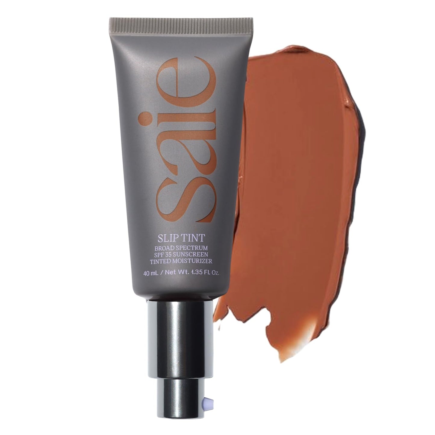Saie Slip Tint Tinted Moisturizer with SPF 35 - Light Coverage, Glowy Skin Tint & Mineral Sunscreen for Face with Hydrating Hyaluronic Acid - Summer Makeup Essential - Shade Eight (1.35 oz)