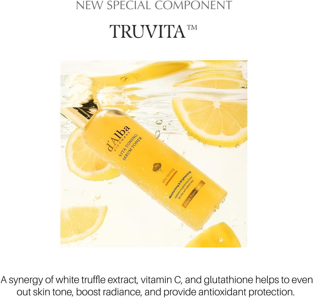 d'alba Piedmont White Truffle Vita Toning Serum Toner, Glass Skin with Double Vitamin Skincare, Face Moisturizer, (6.08fl. oz)