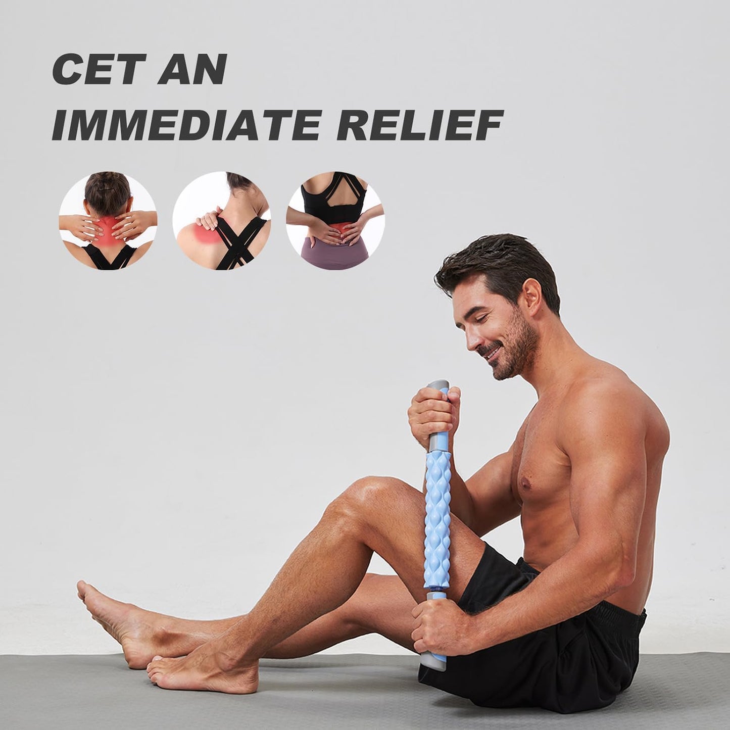 Muscle Roller,EVA Material, Massage Roller Stick for Athletes and Office Workers, Relieves Muscle Tension and Pain(EVA Blue)