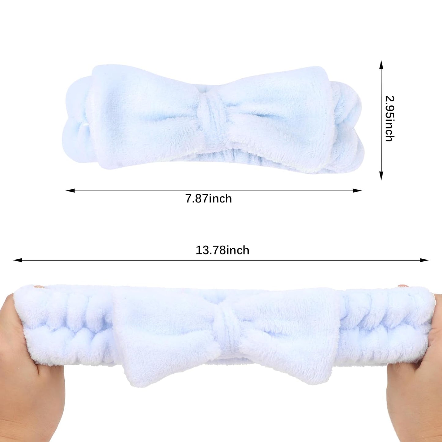 CIEHER 8 Pack Spa Headbands for Bachelorette Party Favors - Bride and Bridesmaid Skincare Makeup Face Wash Headbands in White & Blue