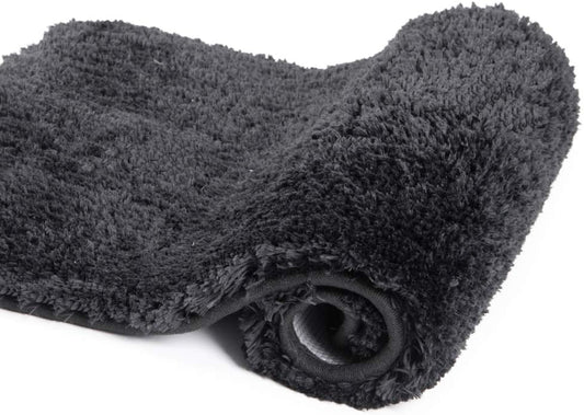 Walensee Bath Rug for Non-Slip Bath Mat (20 x 32, Black) Water Absorbent Soft Microfiber Shaggy Rug Machine Washable Thick Plush Shower Mat