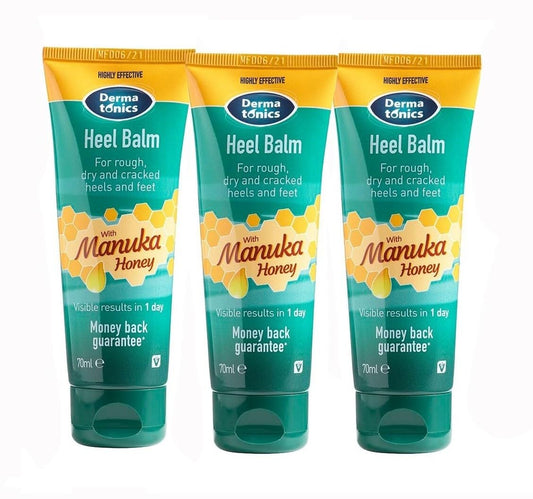 Manuka Honey Heel and Elbow Moisturizing & Exfoliating Cream for Dry and Cracked Heels | Dry Feet Treatment & Cracked Heel Repair for Rough, Dry and Cracked Feet, 2.37 fl oz Tube, 3 Pack