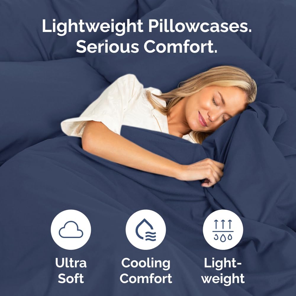 Queen Pillow Cases Set of 8 - Ultra Soft Hotel Quality Pillowcase Covers - Comfy, Cozy & Wrinkle Free - Shrink, Stain and Fade Resistant - Machine Washable Pillow Protectors - 8 Piece Set - Navy Blue