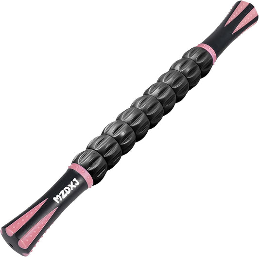 Muscle Roller Stick for Athletes - Deep Tissue Fascia Blaster & Roller Massager for Myofascial Pain Relief - Handheld Physical Therapy & Recovery Tool(Pink black-18 inch)