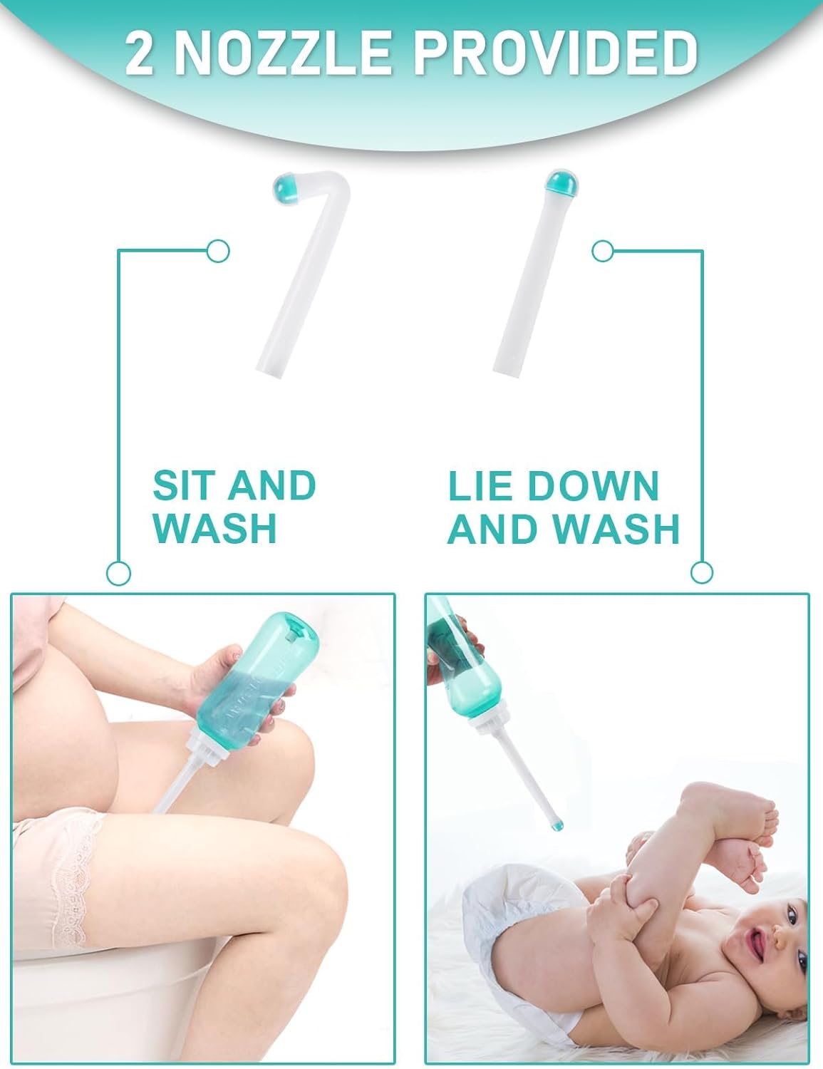 Peri Bottle for Postpartum Travel Bidet - Perineal Care,Portable Travel Squeeze Bottle Bidet for Women Personal Hygiene Cleaning,2 Tubes for Baby Mom After Birth Cleansing and Recovery 16.9OZ(Green)