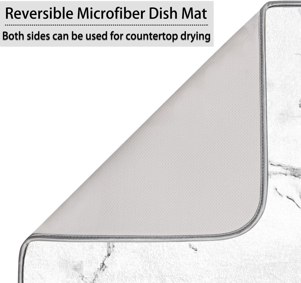 Dish Drying Mat White Gray Marble Texture Large Drying Mat for Kitchen Counter 18x24in Absorbent Dish Drainer Rack Pad, Heat Resistant Coffee Bar Mats Countertop Protector