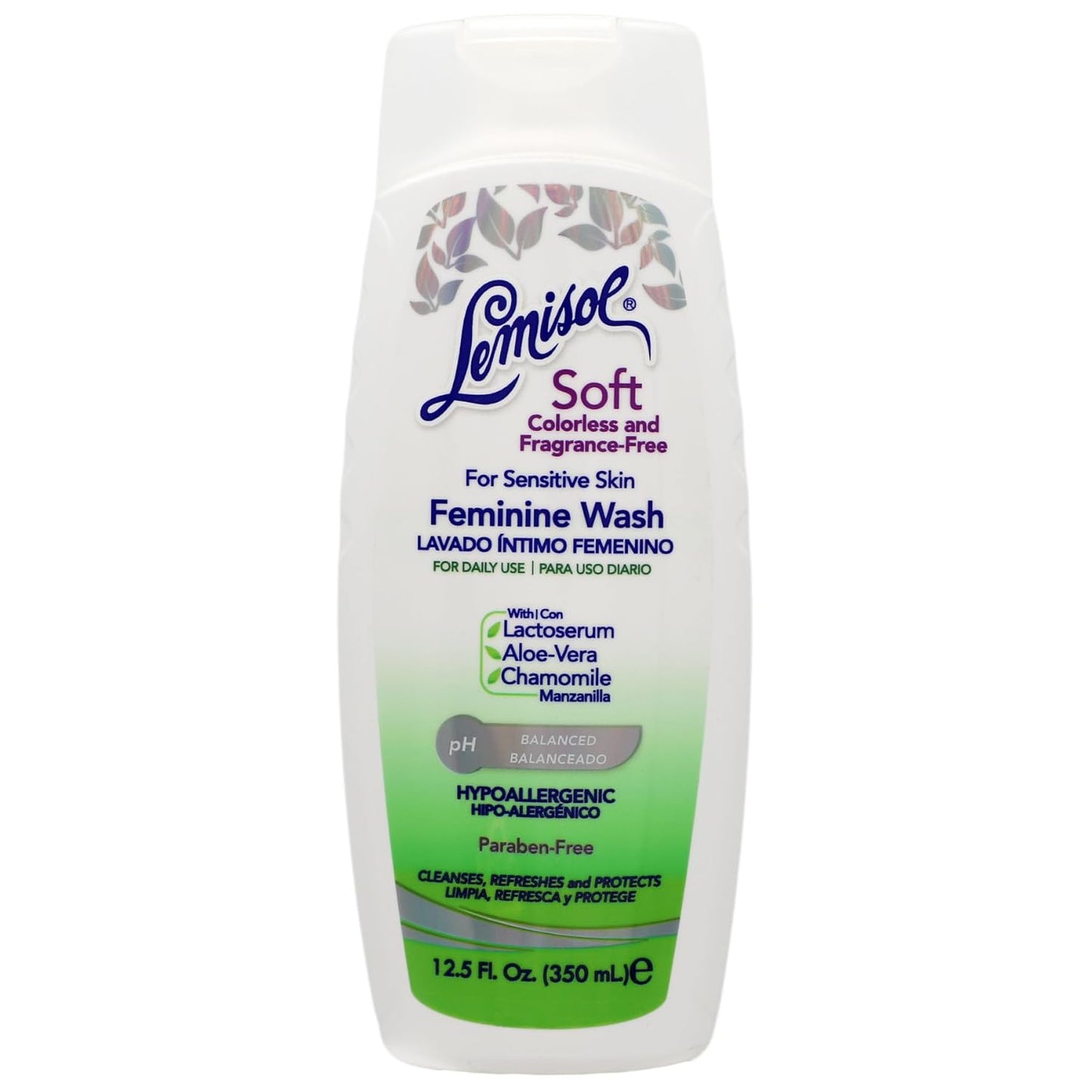 LEMISOL Soft Feminine Wash, Fragrance-Free for Sensitive Skin, 12.5 Fl Oz Bottle