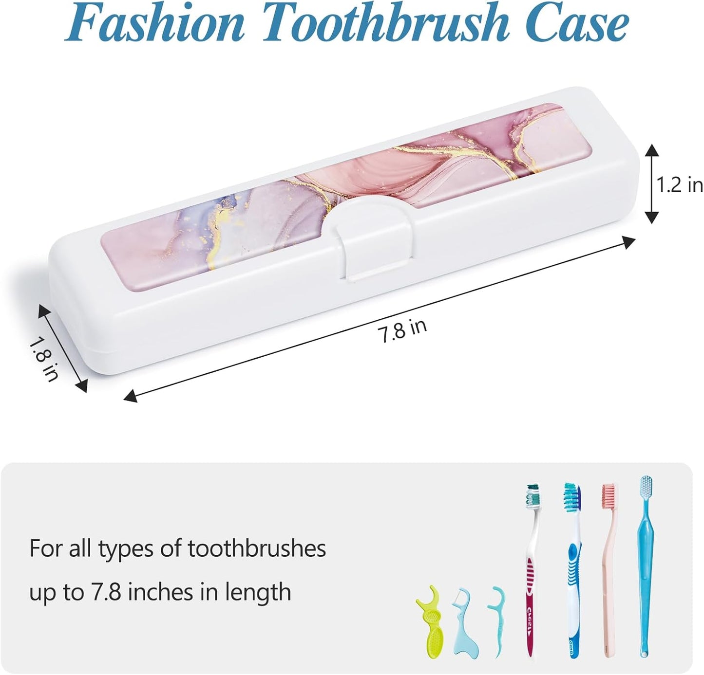 2 Pcs Toothbrush Travel Case - Colorful Pattern, Holder and Covers for Toothbrushes, Includes Tongue Scraper Case